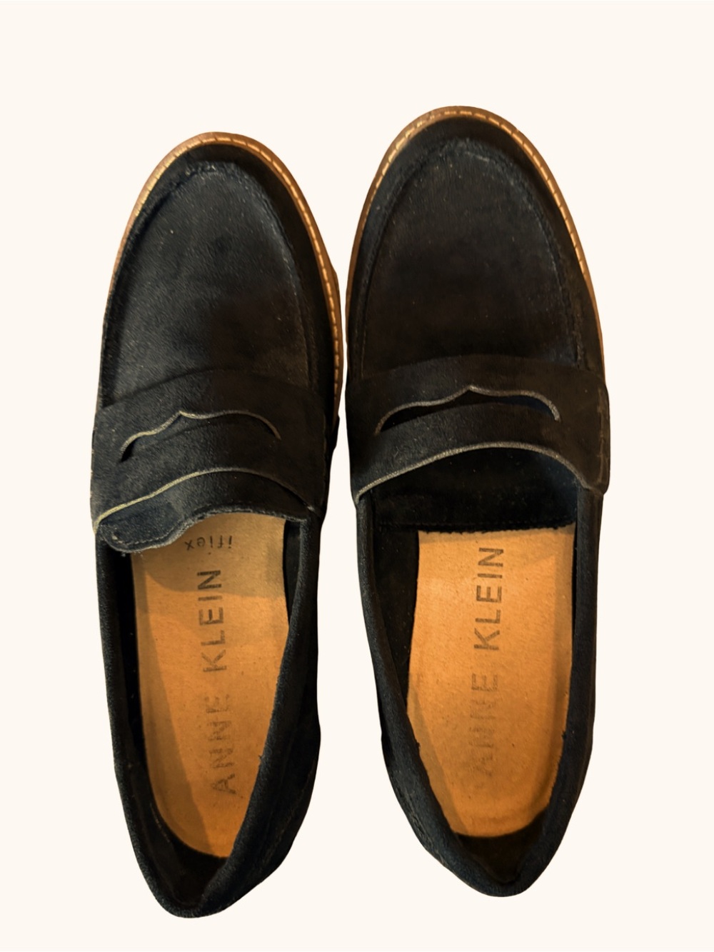 Anne Klein Everly Black Suede Penny Loafers Size 8.5M - Picture 2 of 3